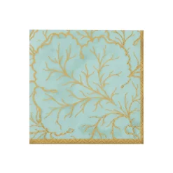 Caspari Paper Cocktail Napkins|Gilded Majolica Saltwater Cocktail Napkins - includes 20 Cocktail Napkins