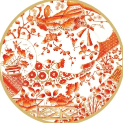 Caspari Christmas Placemats & Coasters|Gilded Porcelain Coral Hardback Placemat - 1 count