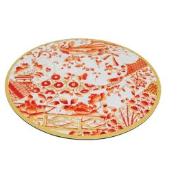 Caspari Christmas Placemats & Coasters|Gilded Porcelain Coral Hardback Placemat - 1 count