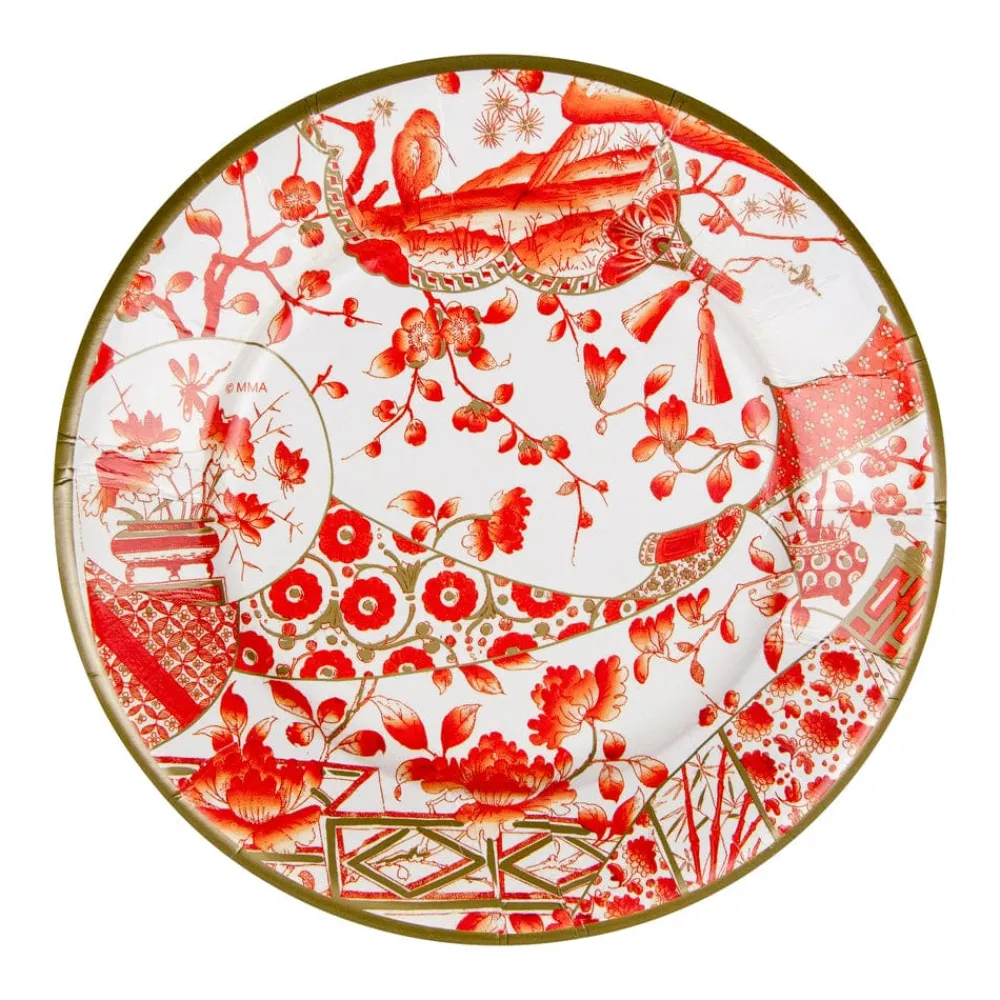 Caspari Paper Salad And Dessert Plates|Gilded Porcelain Coral Paper Salad & Dessert Plates - 8 Per Package