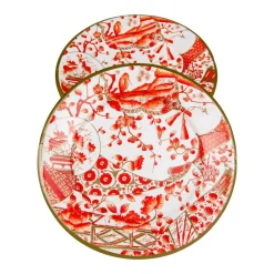 Caspari Paper Salad And Dessert Plates|Gilded Porcelain Coral Paper Salad & Dessert Plates - 8 Per Package