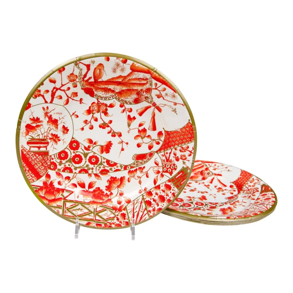 Caspari Paper Salad And Dessert Plates|Gilded Porcelain Coral Paper Salad & Dessert Plates - 8 Per Package