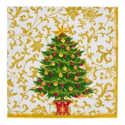 Caspari Christmas Napkins|Paper Dinner Napkins|Gilded Tree Dinner Napkins - 20 Per Package