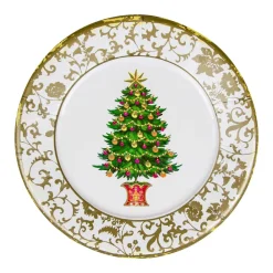 Caspari Paper Dinner Plates|Gilded Tree Paper Dinner Plates - 8 Per Package