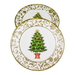 Caspari Paper Dinner Plates|Gilded Tree Paper Dinner Plates - 8 Per Package