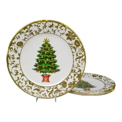 Caspari Paper Dinner Plates|Gilded Tree Paper Dinner Plates - 8 Per Package