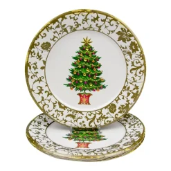 Caspari Paper Dinner Plates|Gilded Tree Paper Dinner Plates - 8 Per Package