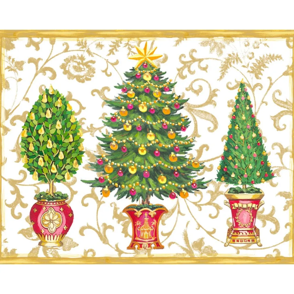 Caspari Christmas And Holiday Cards|Boxed Holiday Cards|Gilded Trees Classic Boxed Christmas Cards - includes 15 cards & envelopes