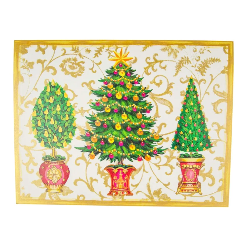 Caspari Christmas And Holiday Cards|Boxed Holiday Cards|Gilded Trees Classic Boxed Christmas Cards - includes 15 cards & envelopes