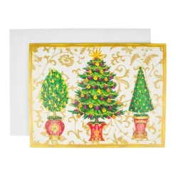 Caspari Christmas And Holiday Cards|Boxed Holiday Cards|Gilded Trees Classic Boxed Christmas Cards - includes 15 cards & envelopes