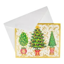 Caspari Christmas And Holiday Cards|Boxed Holiday Cards|Gilded Trees Classic Boxed Christmas Cards - includes 15 cards & envelopes