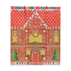 Caspari Christmas Gift & Bottle Bags|Gift & Bottle Bags|Gingerbread House Large Gift Bag 10