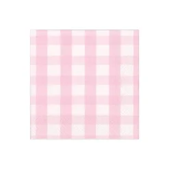 Caspari Paper Cocktail Napkins|Gingham Paper Cocktail Napkins in Pink - 20 Per Package