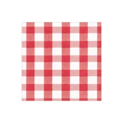 Caspari Paper Cocktail Napkins|Gingham Paper Cocktail Napkins in Red - 20 Per Package