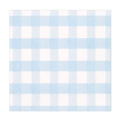 Caspari Memorial Day|Paper Luncheon Napkins|Gingham Paper Luncheon Napkins in Light Blue - 20 Per Package