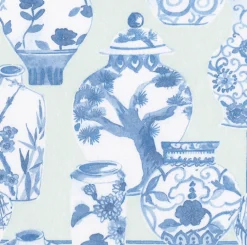 Caspari Paper Cocktail Napkins|Glazed Porcelain Celadon Paper Linen Cocktail Napkins - 15 Per Package