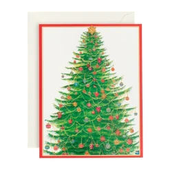 Caspari Christmas And Holiday Cards|Boxed Holiday Cards|Glittering Tree Classic Boxed Christmas Cards - includes 15 cards & envelopes