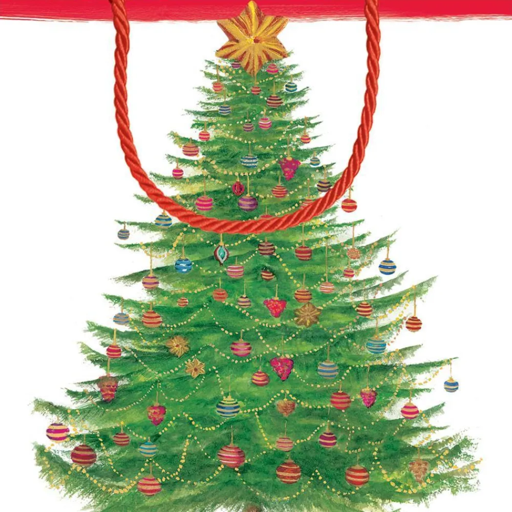 Caspari Christmas Gift & Bottle Bags|Gift & Bottle Bags|Glittering Tree Small Square Gift Bag - 1 Each