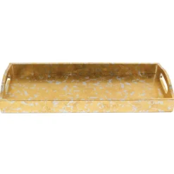 Caspari Lacquerware|Mother'S Day|Gold & Silver Leaf Lacquer Bar Tray - 1 Each