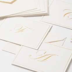 Caspari Bridal Shower|Mother'S Day|Gold Embossed Single Initial Boxed Note Cards - 8 Note Cards & 8 Envelopes