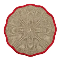 Deborah Rhodes Placemats|Paper Placemats|Gold 2-Tone Luxe Border Round Scallop in Holiday Red - 1 Each