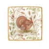 Caspari Thanksgiving|Paper Salad And Dessert Plates|Golden Harvest Square Paper Salad & Dessert Plates in Ivory - 8 Per Package