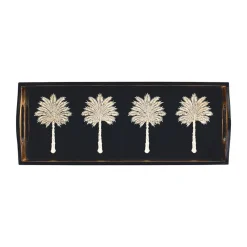 Caspari Lacquerware|New Year'S|Grand Palms Lacquer Bar Tray in Black - 1 Each