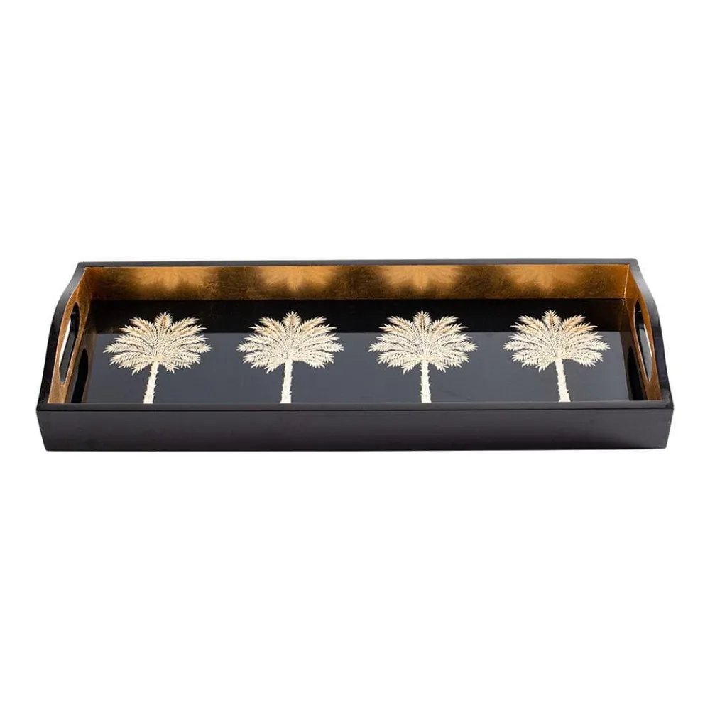 Caspari Lacquerware|New Year'S|Grand Palms Lacquer Bar Tray in Black - 1 Each