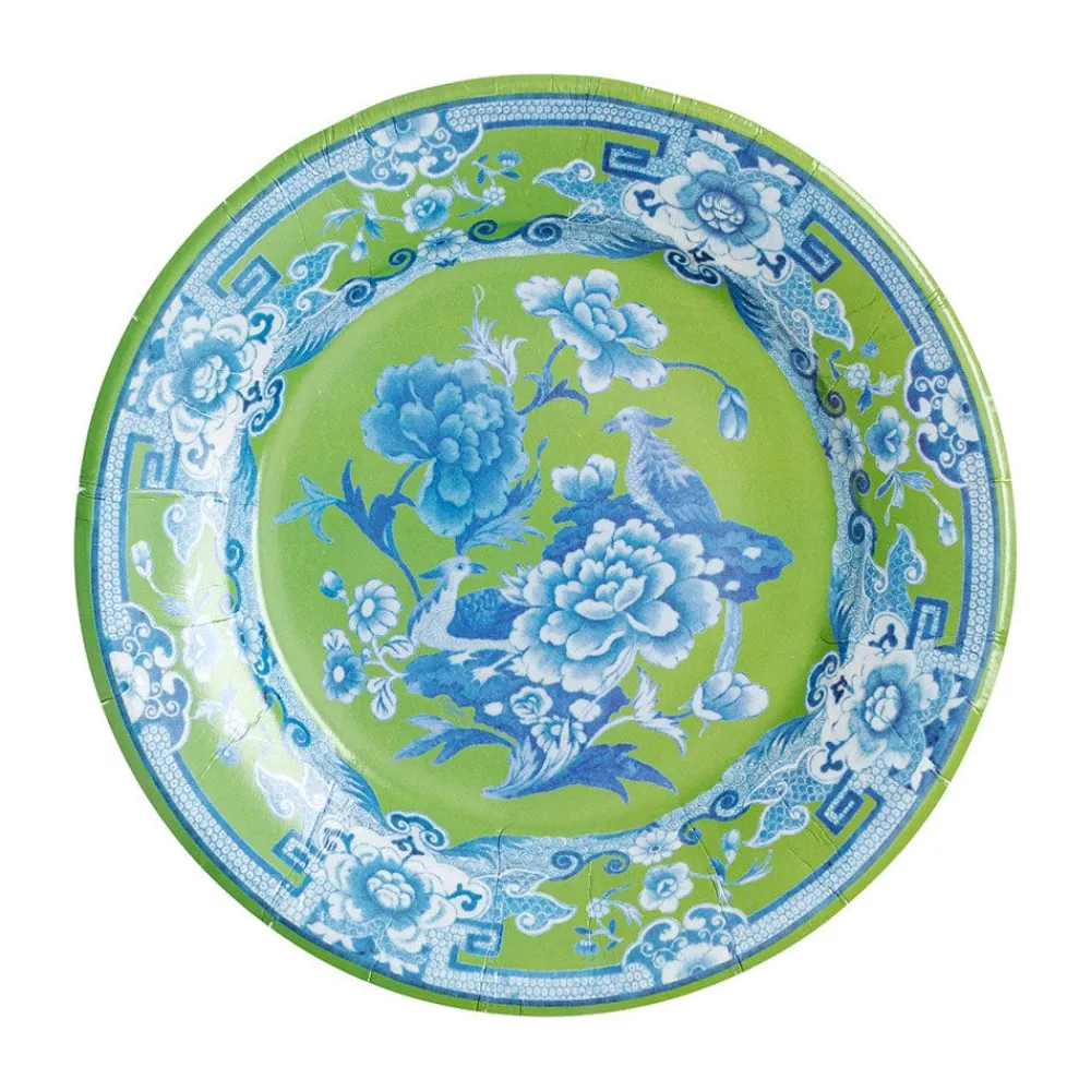 Caspari Paper Salad And Dessert Plates|Green And Blue Plate Salad & Dessert Plates - 8 Per Package