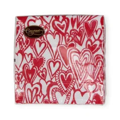 Caspari Christmas Napkins|Valentine'S Day|Groovy Love Cocktail Napkins - 20 Per Package