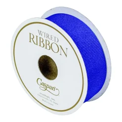 Caspari Ribbons & Bows|Grosgrain Ceramic Blue Wired Narrow Ribbon - 1 Spool Of Ribbon