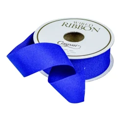 Caspari Ribbons & Bows|Grosgrain Ceramic Blue Wired Narrow Ribbon - 1 Spool Of Ribbon