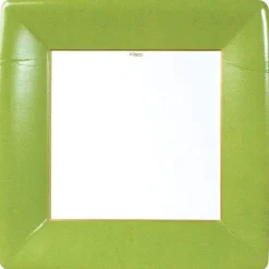 Caspari Christmas Plates|Graduation Celebration|Grosgrain Square Paper Dinner Plates in Moss Green - 8 Per Package