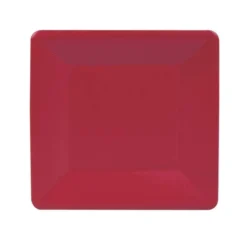 Caspari Christmas Plates|Tailgates|Grosgrain Square Paper Salad & Dessert Plates in Red - 8 Per Package