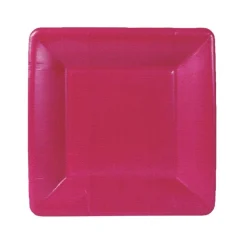 Caspari Cocktail Party|Bridal Shower|Grosgrain Square Paper Salad & Dessert Plates in Rose - 8 Per Package