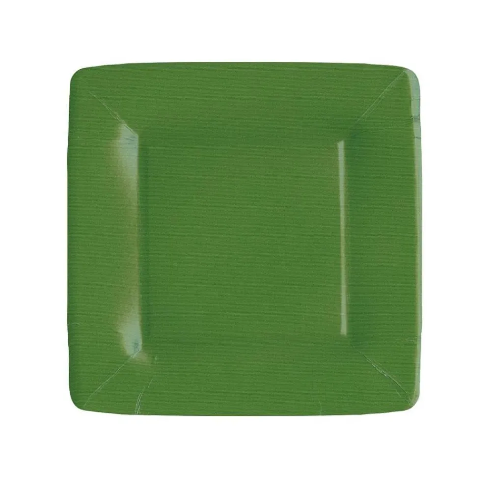 Caspari Tailgates|Graduation Celebration|Grosgrain Square Paper Salad & Dessert Plates in Hunter Green - 8 Per Package