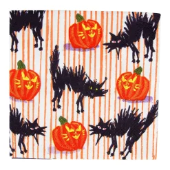 Caspari Halloween|Paper Cocktail Napkins|Halloween Cats Cocktail Napkins - 20 Per Package