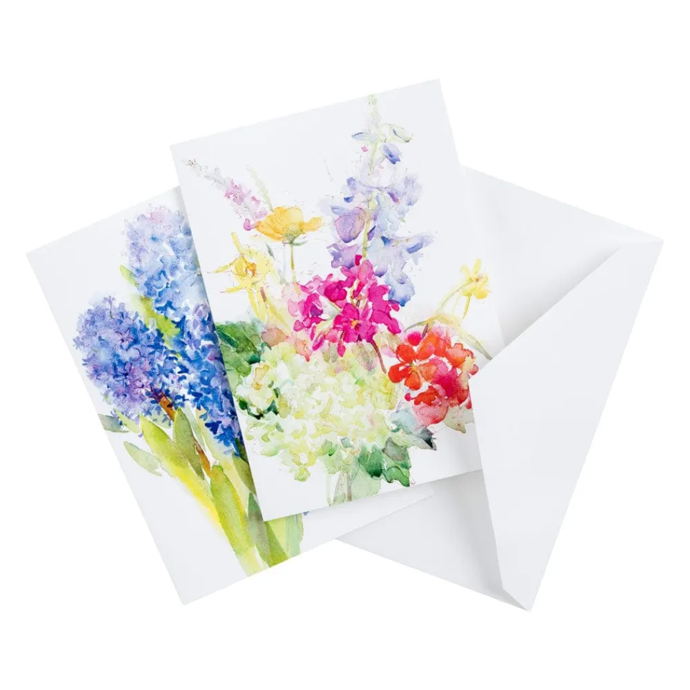 Caspari Note Cards|Handpainted Spring Flowers Assorted Boxed Note Cards - 8 Note Cards & 8 Envelopes
