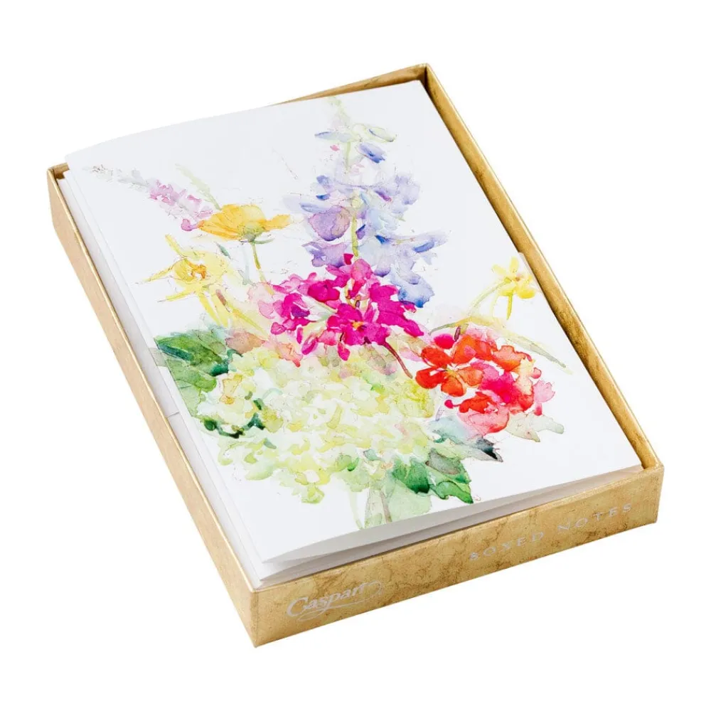 Caspari Note Cards|Handpainted Spring Flowers Assorted Boxed Note Cards - 8 Note Cards & 8 Envelopes
