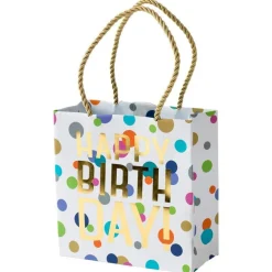Caspari Birthday|Gift & Bottle Bags|Happy Birthday Confetti Small Square Gift Bag - 1 Each