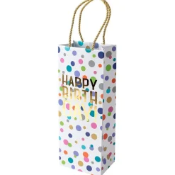 Caspari Birthday|Gift & Bottle Bags|Happy Birthday Confetti Wine & Bottle Gift Bag - 1 Each