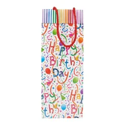 Caspari Birthday|Gift & Bottle Bags|Happy Birthday Wine & Bottle Gift Bags - One Gift Bag Included