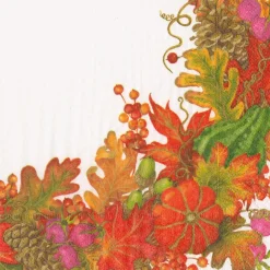 Caspari Paper Dinner Napkins|Harvest Garland White Napkin Dinner - 20 Per Package