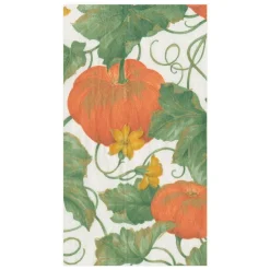 Caspari Thanksgiving|Paper Guest Towels|Heirloom Pumpkins Paper Guest Towel Napkins in Ivory & Orange - 15 Per Package