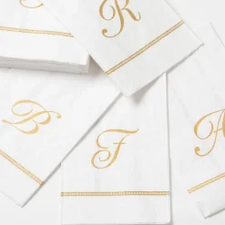 Caspari Bridal Shower|Mother'S Day|Hemstitch Script Single Initial Paper Guest Towel Napkins - 15 Per Package
