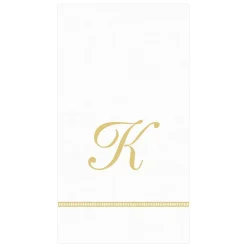 Caspari Bridal Shower|Mother'S Day|Hemstitch Script Single Initial Paper Guest Towel Napkins - 15 Per Package