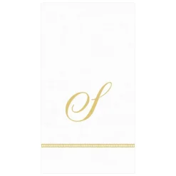 Caspari Bridal Shower|Mother'S Day|Hemstitch Script Single Initial Paper Guest Towel Napkins - 15 Per Package