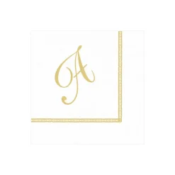 Caspari Bridal Shower|Paper Cocktail Napkins|Hemstitch Script Single Initial Paper Cocktail Napkins - 20 Per Package