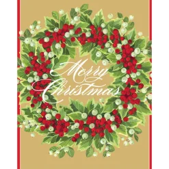 Caspari Christmas And Holiday Cards|Boxed Holiday Cards|Holly And Berry Wreath Classic Boxed Christmas Cards - includes 15 cards & envelopes