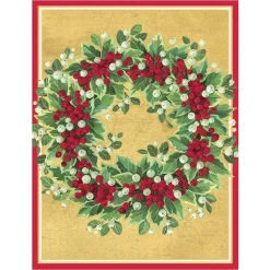 Caspari Christmas And Holiday Cards|Boxed Holiday Cards|Holly And Berry Wreath Classic Boxed Christmas Cards - includes 15 cards & envelopes